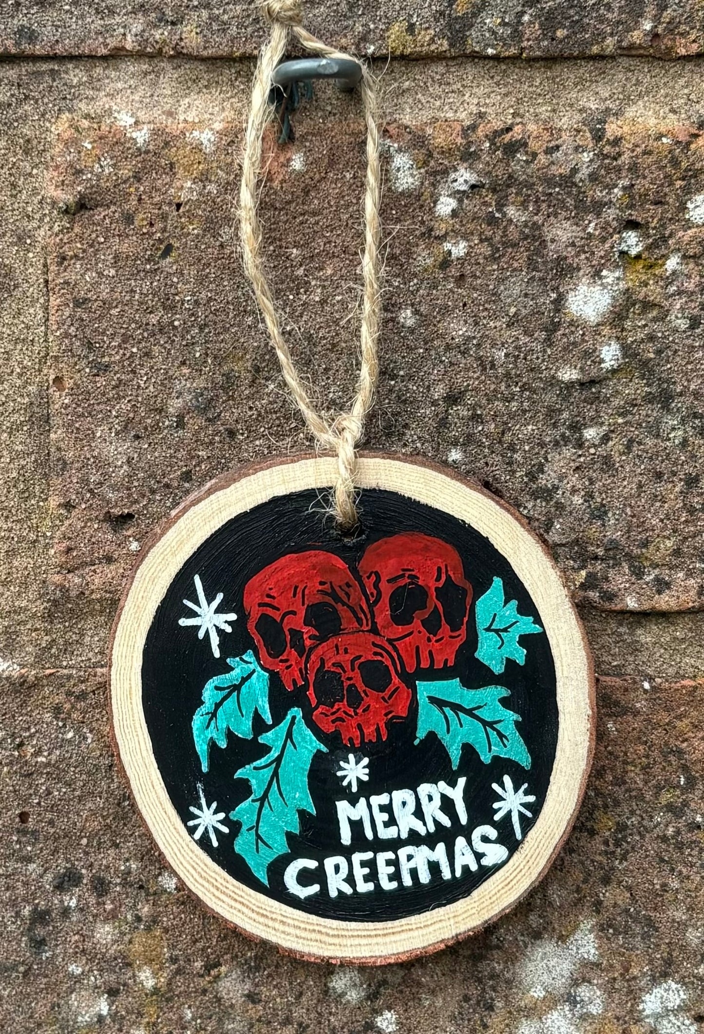 Spooky Christmas Wooden Bauble