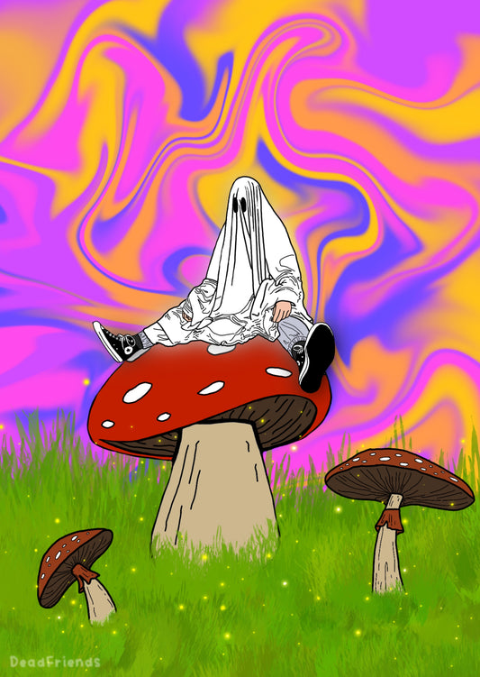 Trippy Mushroom Ghost Art Prints